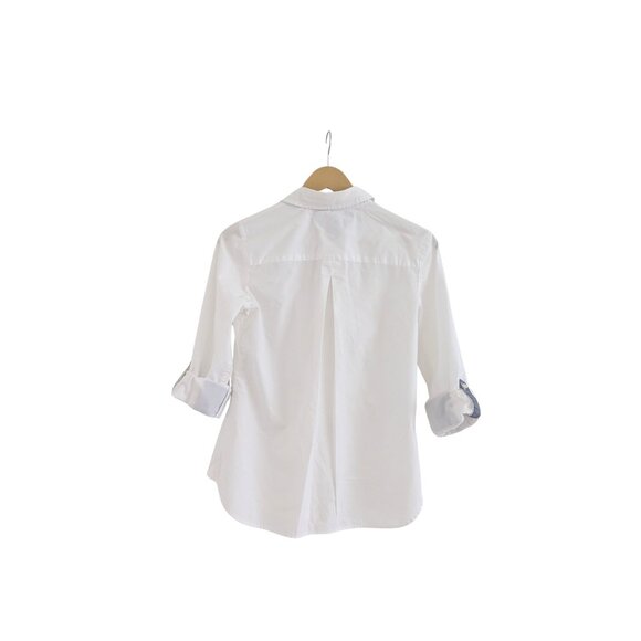 Tommy Hilfiger White Cotton Zip Popover Blouse XS Preppy Classic EUC - Picture 3 of 5